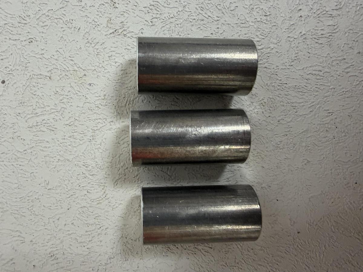 Used Aluminum Unthreaded Spacer 5/8" OD 1 - 1/4"  (lot of 3)