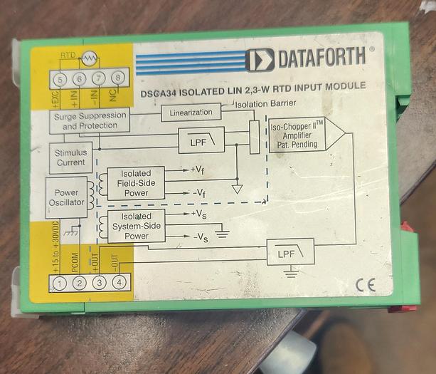 Used Dataforth DSCA34-02, DSCA isolated analog signal conditioning module, out 0-+10V GHGC-D5
