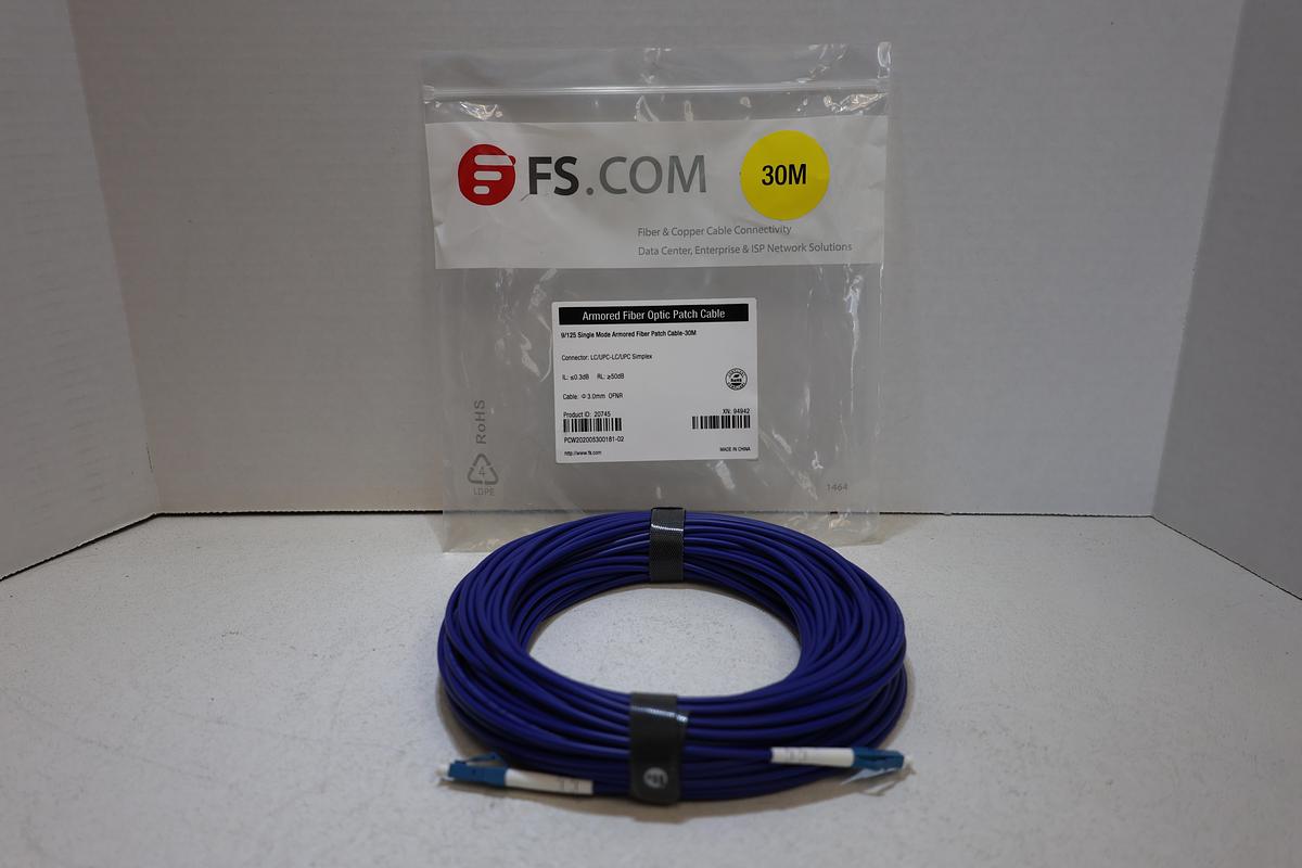 FS.com 30M Armored Fiber Optic Patch Cable LC/UPC-LC/UPC Single Mode