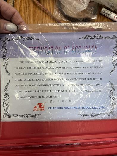 Used Changda Pin Gauge Set