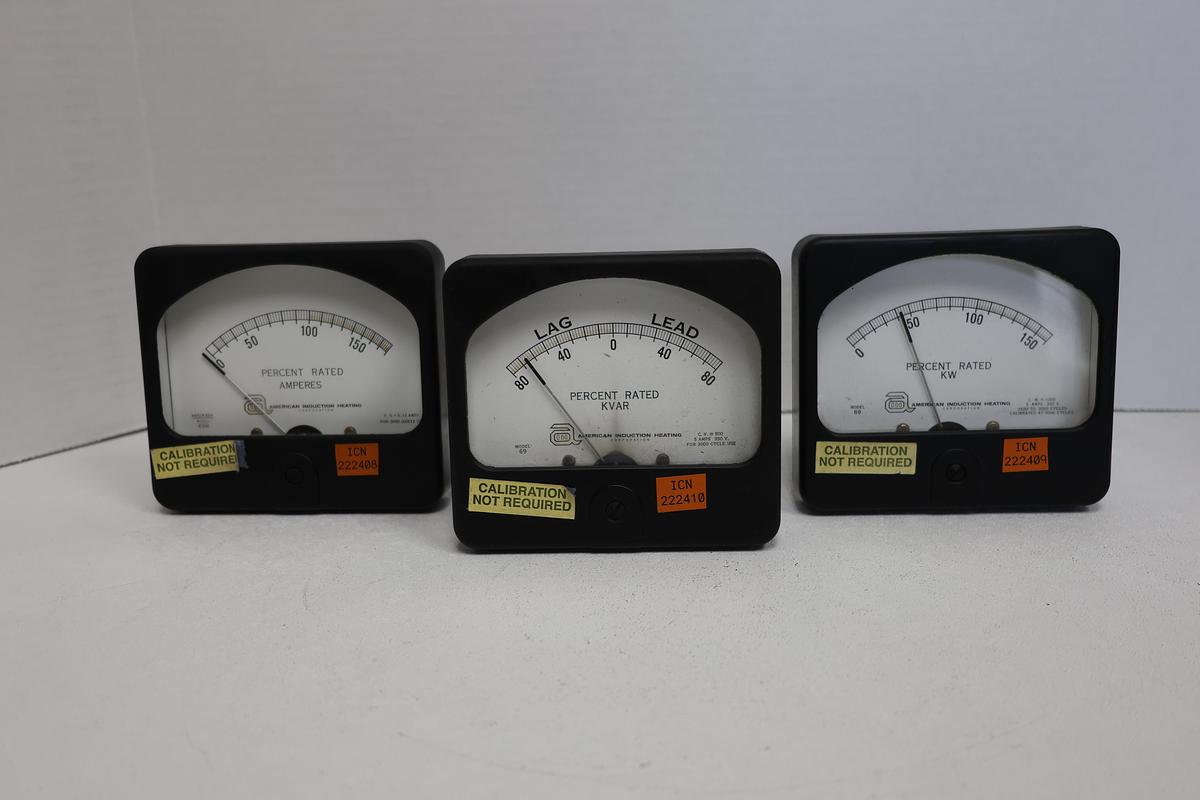 Used Vintage Analog Panel Meters Simpson Electric ICN 222410/ 222408/ 222409 SET OF 3