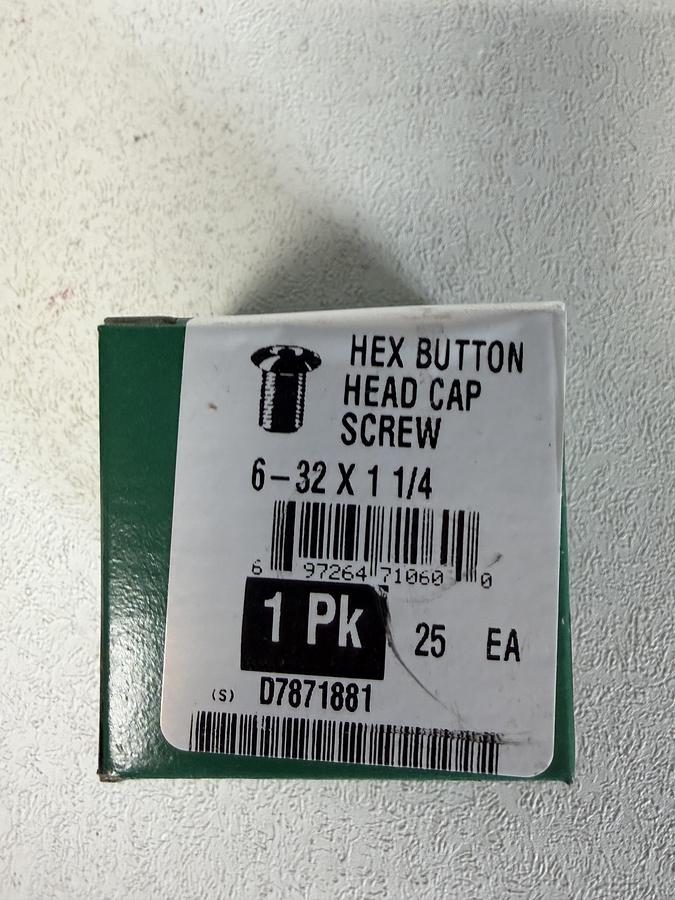 Used Hex Button Head Cap Screw 6-32 x 1 1/4 (pack of 25)
