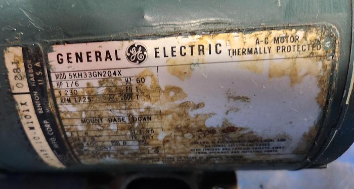 Used GE 5KH33GN204X Vacuum Pump 1/6 HP 115 V 60 Hz 1725 Rpm - GHB-60