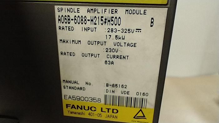 Parts Only FANUC A06B-6088-H215#H500 SPINDLE DRIVE for Core Only- parts No HI Speed GH109