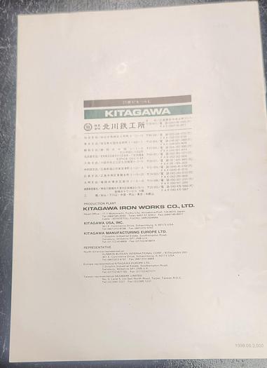 Used Kitagawa S Type High Speed Rotary Hyd. Cyl. Open Center Instr. Manual - GHA-137