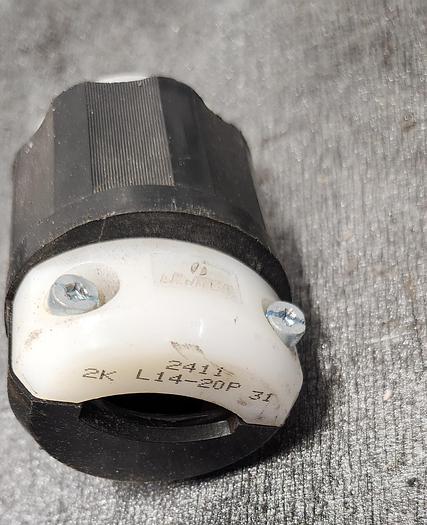 Used Leviton H.D. Locking Plug Black/White 20A 125/250V L14-20P - GHA-125