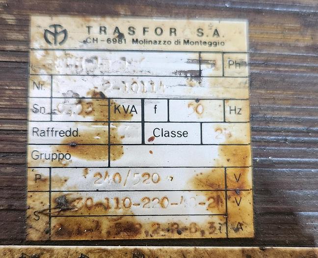 Used Trasfor Transformer 2-10114 240-520V 50Hz 3 PH - GHB-9