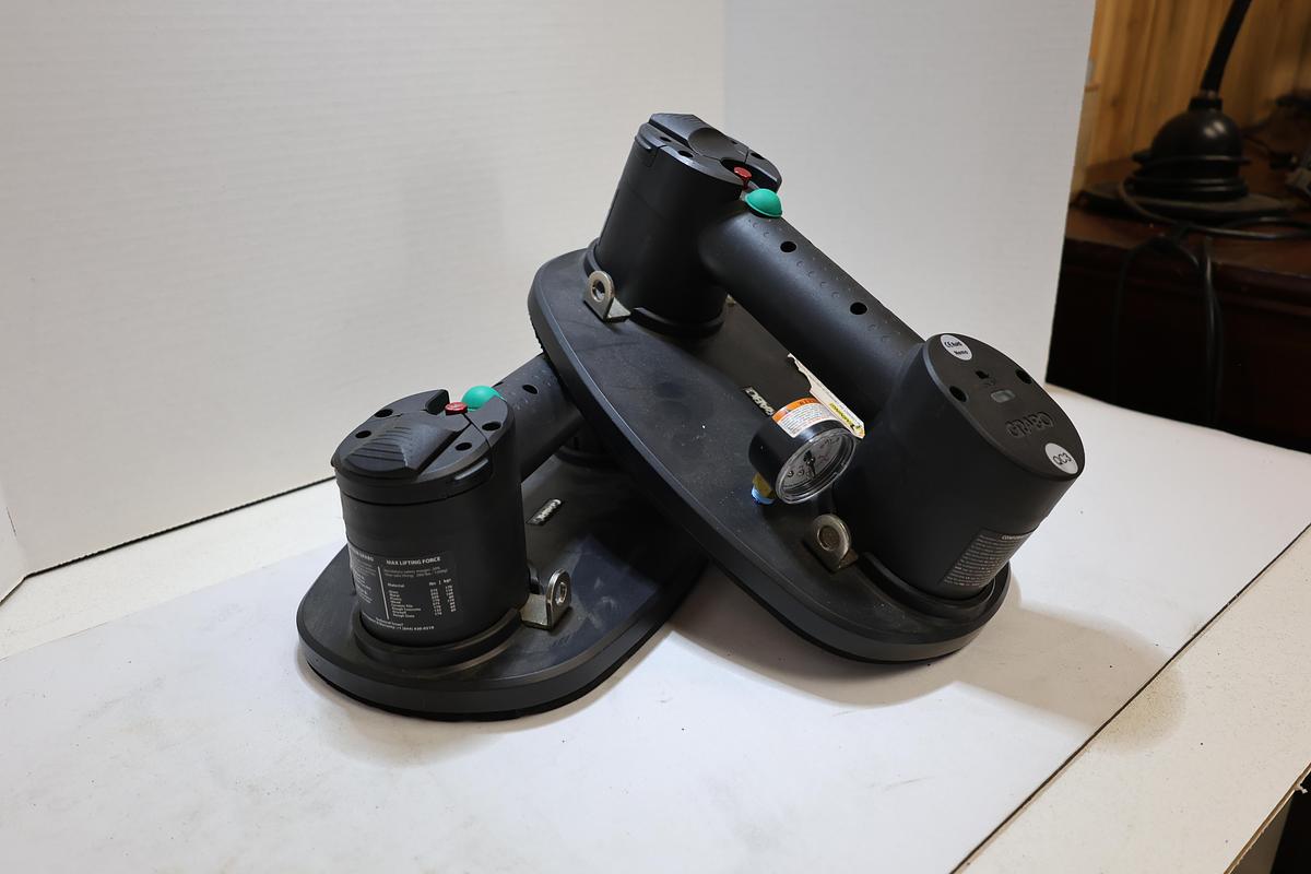 Used GRABO Cordless Electric Vacuum Lifter Suction Cups Lot of 2 Tested Working