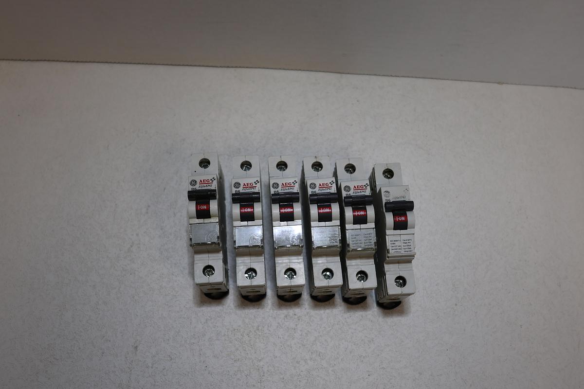 Used  AEG Elfa EP61 B6 Miniature Circuit Breaker 6A 1-Pole Lot of 6 DIN Rail