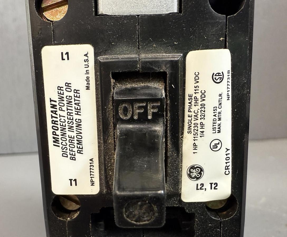 Used GE Manual Motor Starter CR101Y 1 Poles, 16 A, Thermal Protection, Toggle Switch GHA-110