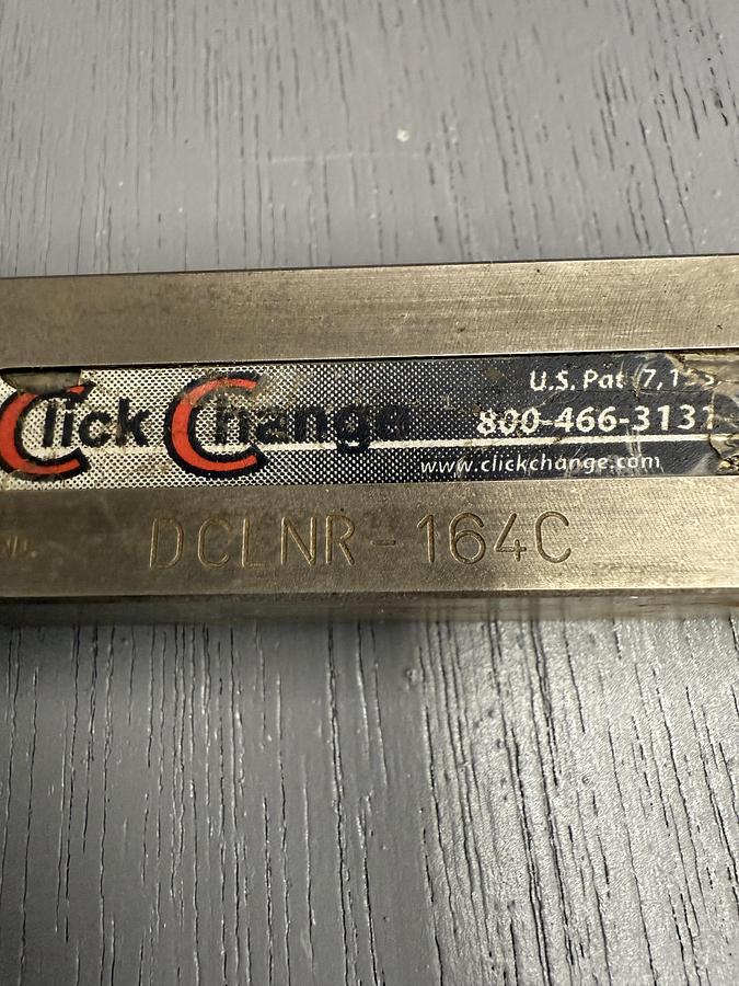 Used Click Change DCLNR-164C Indexable Turning Tool Holder 1'' Shank 6'' GHC-18