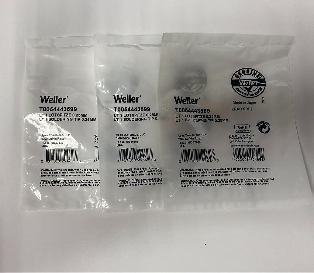 Used (Lot of 3) Weller T0054443599 Soldering tip, round slim, Ø 0,25 mm GHGC-6
