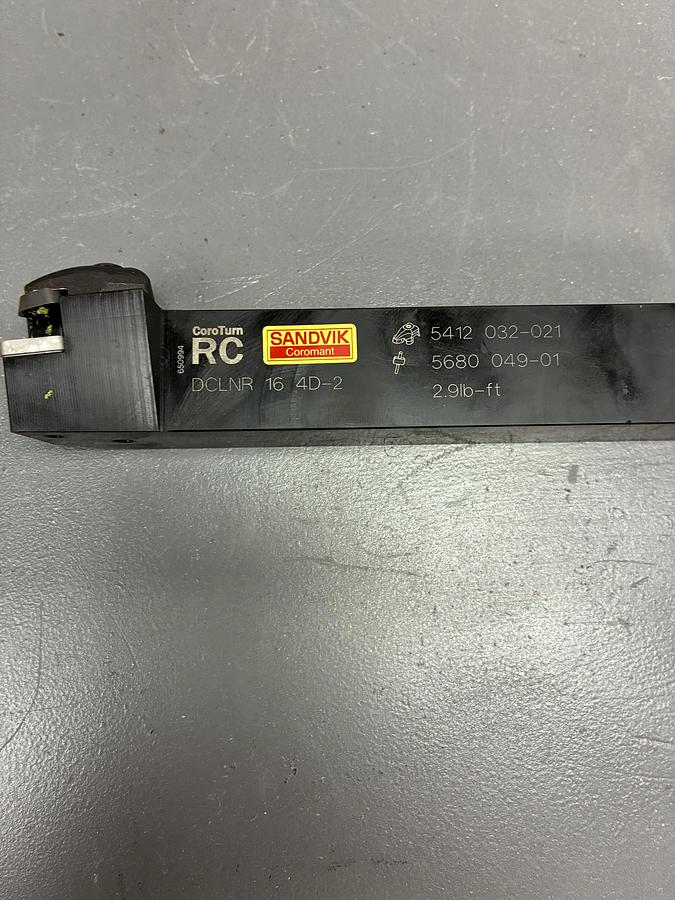 Used Sandvik Coromant DCLNR 16 4D-2 Lathe Turning Tool Holder – 1" Shank GHC-9