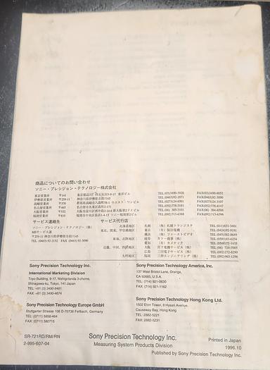 Used SR-721 RD/RM/RN Linear Magnescale Instruction Manual - GHA-137
