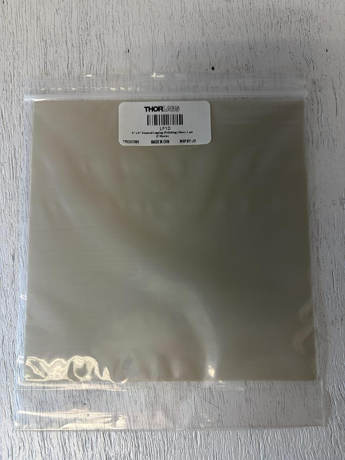 (LOT OF 5) THORLAB 6"X6" LF1D DIAMOND LAPPING SHEETS GHA-178 