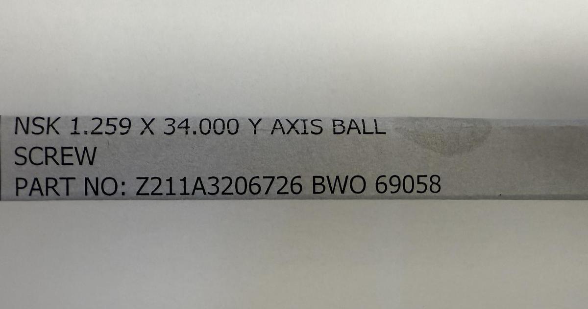 Used Barnes Intl NSK Y-Axis Ball Screw 1.259"x34" Z211A3206726 for Makino SNC64