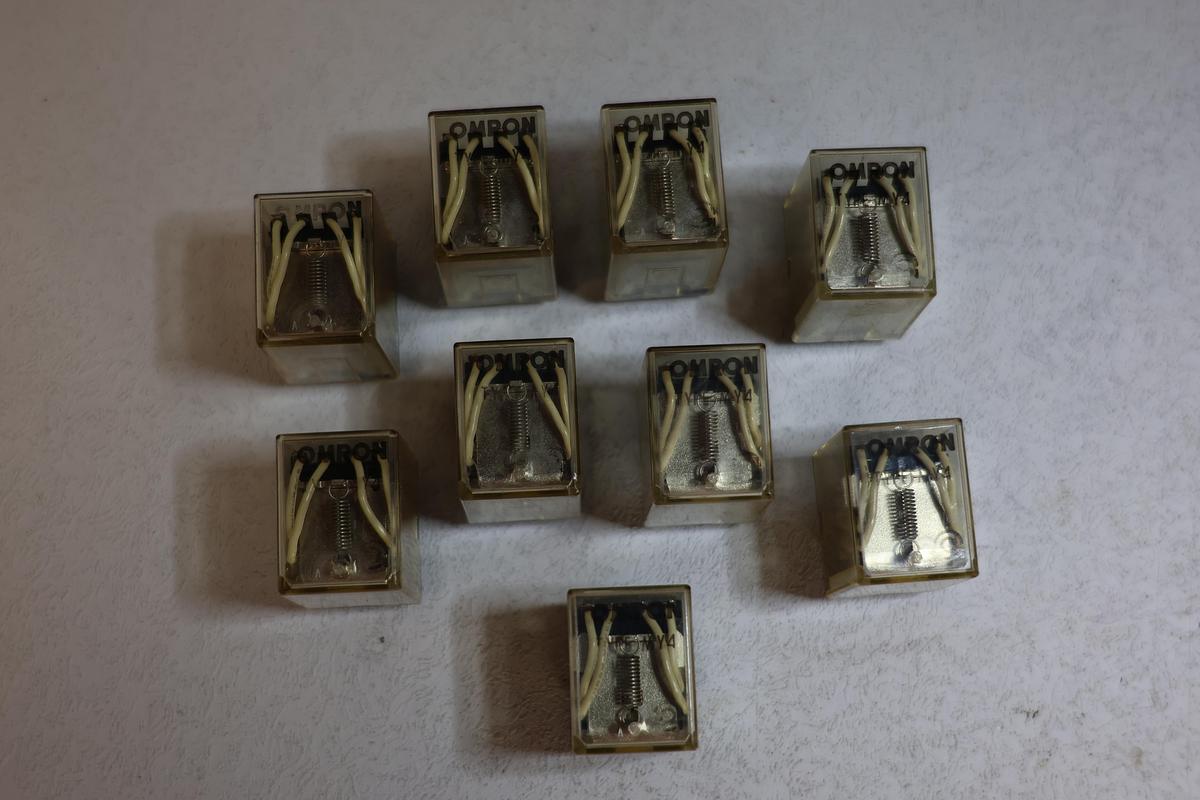 Used Omron MY4 Relay Lot of 9 – 24V DC Coil – 14-Pin 4PDT – General Purpose GHA-186
