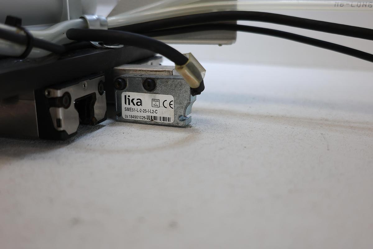 Used Lika SME51 Linear Encoder Read Head + 40mm Compact Air Cylinder + Linear Rail Block – Working Pull GHA-186