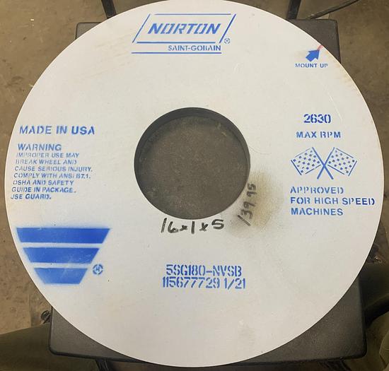 Used Norton 16"x1"x5" 5SG180-NVSB Grinding Wheel GHA-160