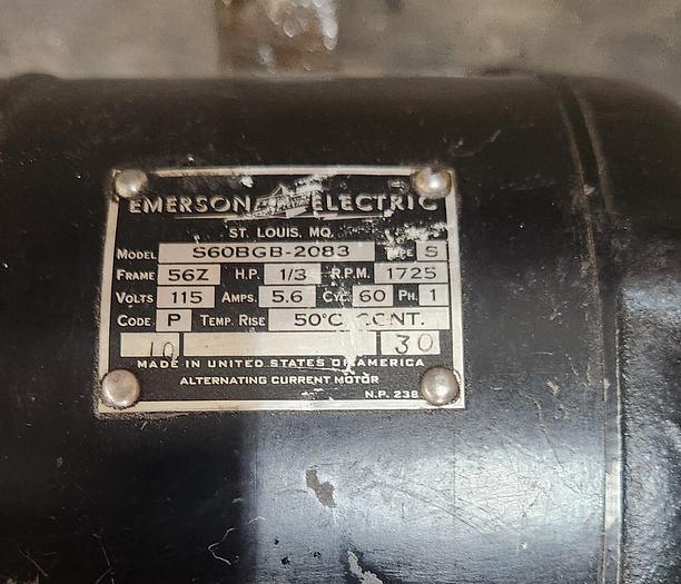 Parts Only Emerson S60BGB-2083 1/3 HP 1725 RPM Electric Motor with Pump