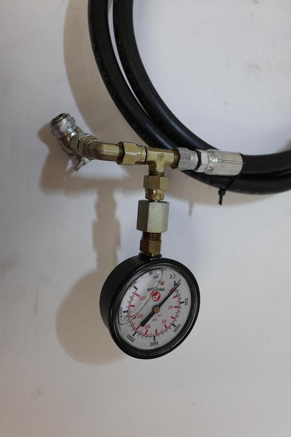 Used Industrial 5000 PSI Pressure Test Hose Assembly 6' Dual 3000 PSI Gauges
