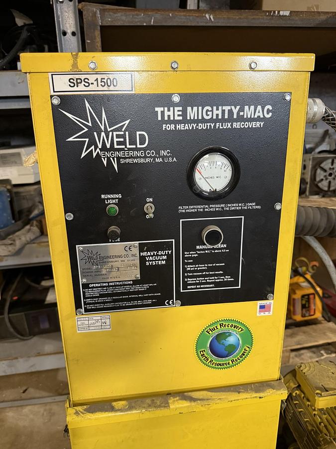 Used Weld Engineering The Mighty Mac SPS-1500 Flux Recovery System 3HP 2 HP