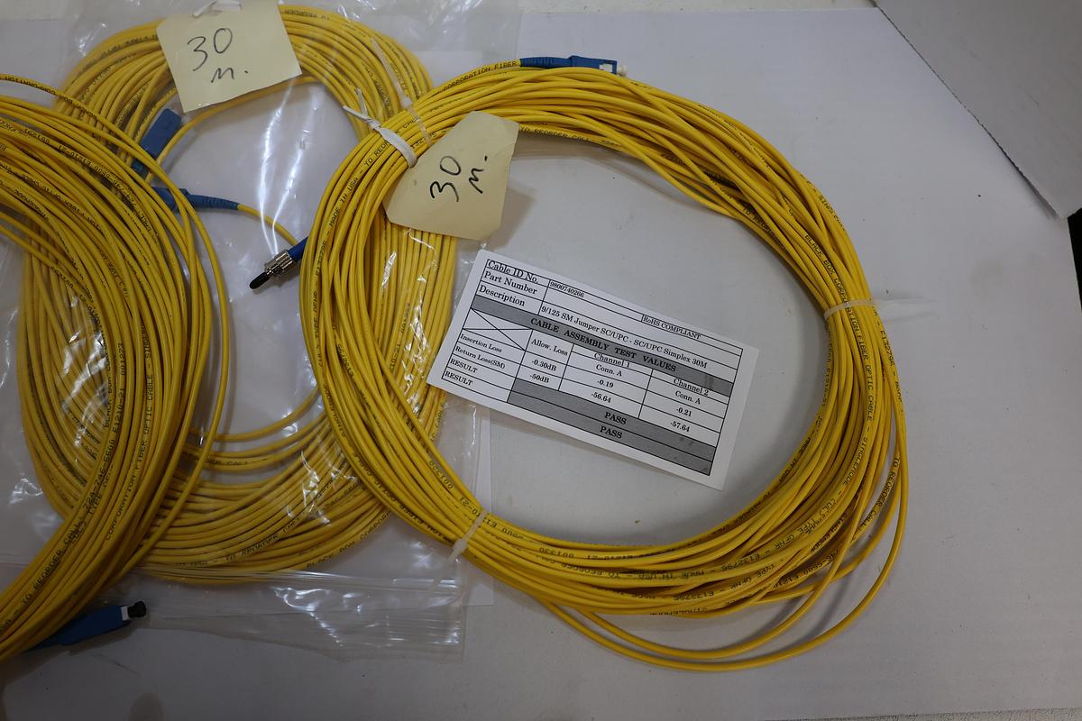 Lot of 3 30M Singlemode Fiber Optic Patch Cables Mixed Connectors 9/125