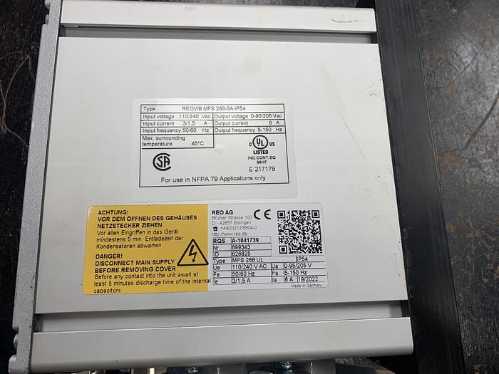 Used REO Reovib MFS 268-6A-IP54 Frequency Converter GHA-146co#0