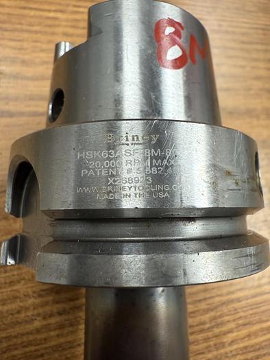 Used BRINEY HSK63ASF-8M-80D SHRINK FIT TOOL HOLDER GHA-GS37