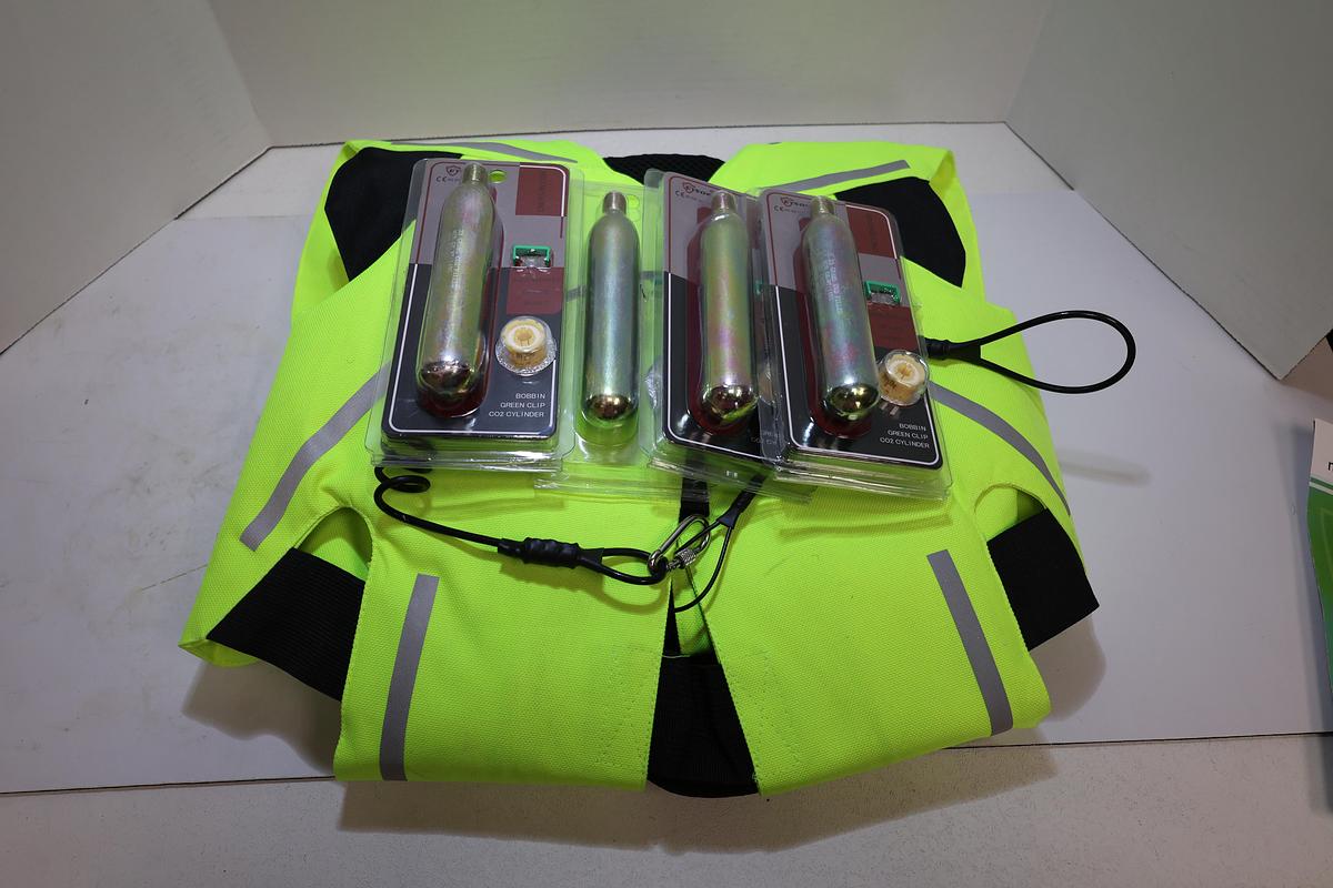 Nuoniu Motorcycle Airbag Safety Vest Hi-Vis Yellow w/ 4 CO2 Cartridges NEW