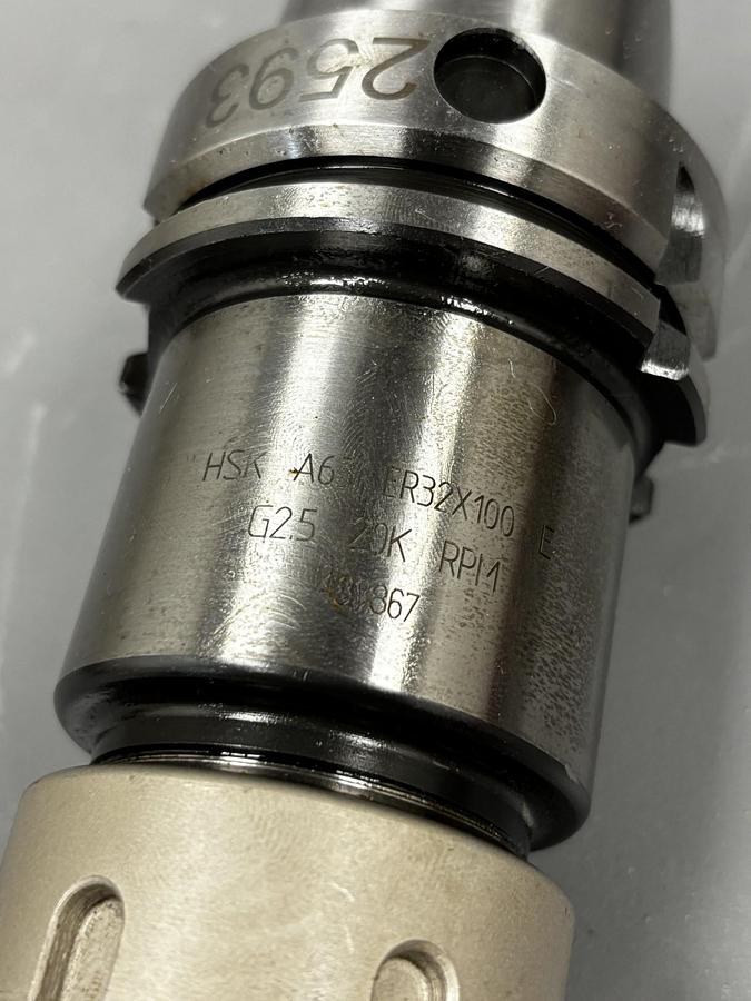 Used HSK A63 ER32X100 E G2.5 20K RPM Collet Chuck Tool Holder HSKA63 GHC-4