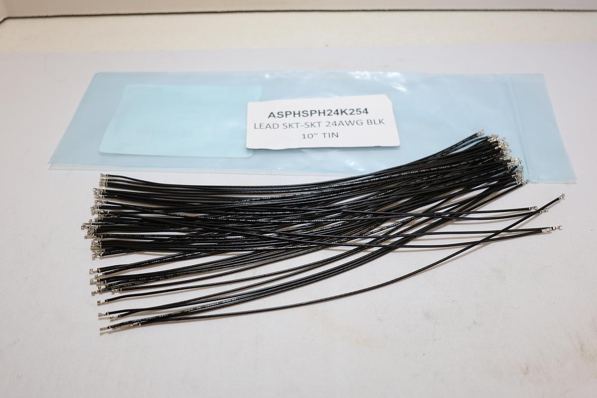 JST ASPHSPH24K254 Pre-Crimped Leads 24AWG Black 10" Tin Qty 49 New