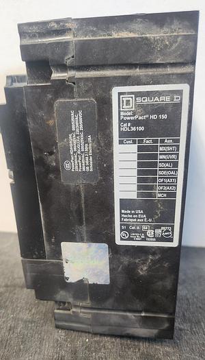 Used Square D HDL36100 3 Pole 100 Amp 600 V PowerPact Circuit Breaker - GHB-74