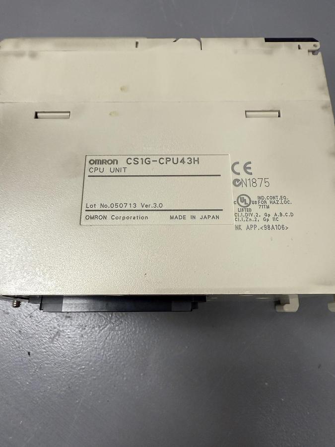 Used Omron CS1G‑CPU43H PLC CPU Module – SYSMAC CS1 Series GHC-36
