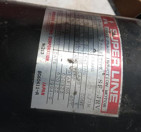 Used Mitsubishi Super Line SF-JRV Three Phase Induction Motor - GHB-54