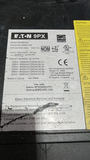 Used Eaton 9PX8KPM UPS 7.2 kW W/ MBP11K208 HotSwap GH505