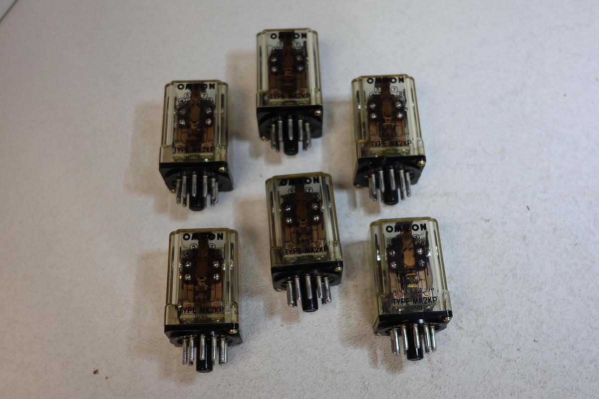 Used Omron MK2KP General Purpose Relays Lot of 6 – 24V DC – 8-Pin DPDT – 10A GHA-186