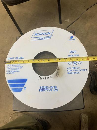 Used Norton 16"x1"x5" 5SG180-NVSB Grinding Wheel GHA-160