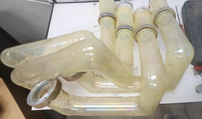 Used Lot of 4-CNC Laser C02 Glass Tubes - 55mm Dia - 90 degree turns - GHB-85