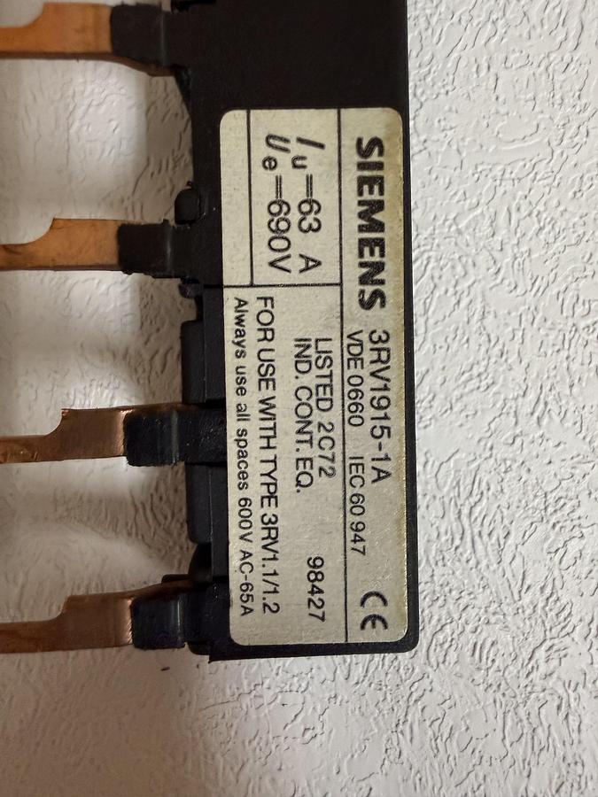 Used (Lot of 2) Siemens 3RV1915-1A Line Side Feeder GHC-36