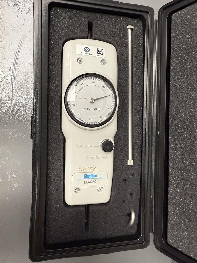 Used Chatillon LG-050 Mechanical Force Gauge – 50 lb x 0.25 lb – Push/Pull Analog Tension & Compression Tester GHC-40