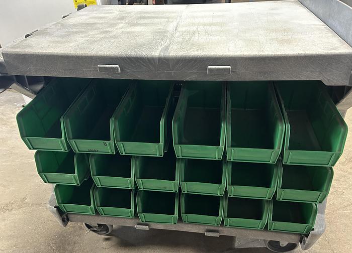 Used AKRO-MILS Bin Utility Cart - 11" X 5-1/2" X 5" Green Bins - GHC-11