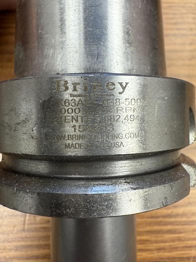 Used BRINEY HSK63ASF-038-500 SHRINK FIT TOOL HOLDER
