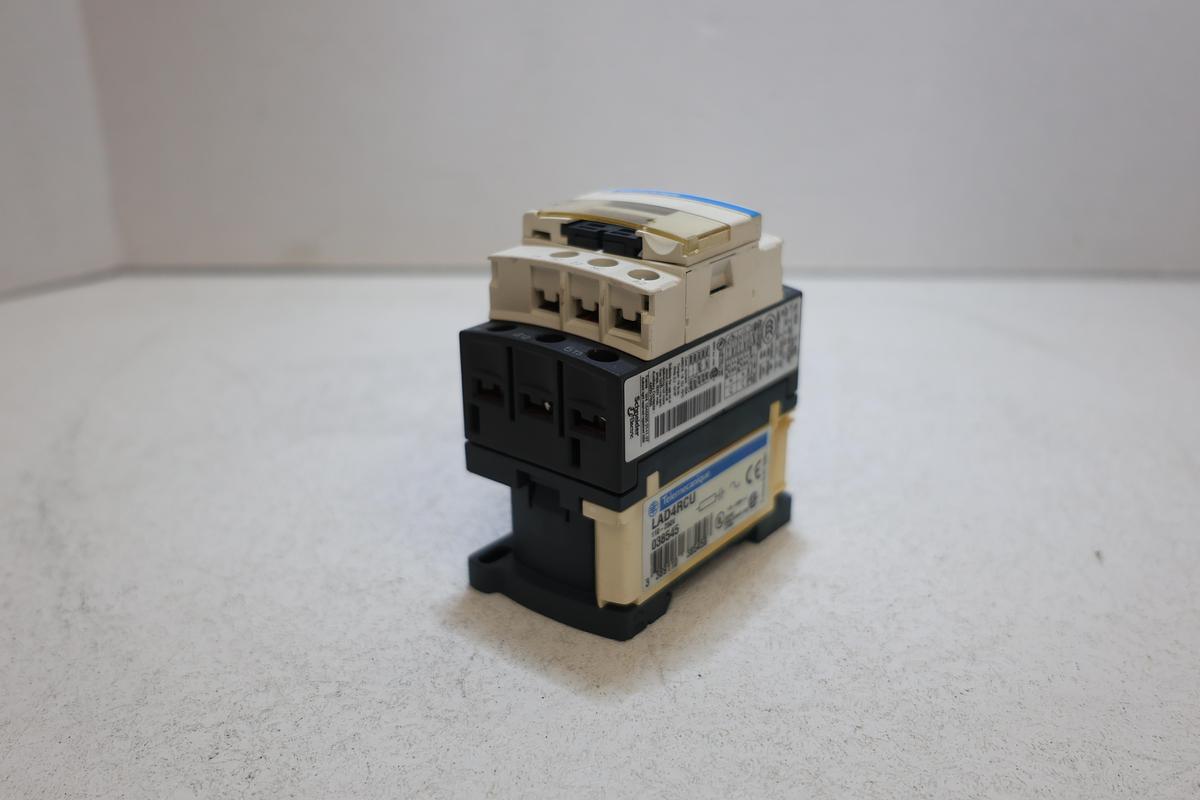 Used Telemecanique LC1D12 Contactor 3-Pole 25A 690V AC w/ LAD4RCU RC Suppressor Module