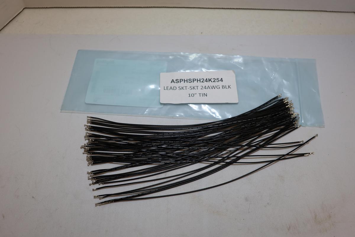 JST ASPHSPH24K254 Pre-Crimped Leads 24AWG Black 10" Tin Qty 49 New