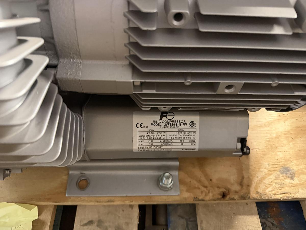 Used Fuji Electric 2VFB50-6.16-7W Regenerative Blower, 2 in., 6.16 HP, 3 Ph