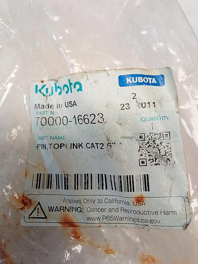 Used Kubota 70000-16623 Pin Toplink Cat2 6" GH118