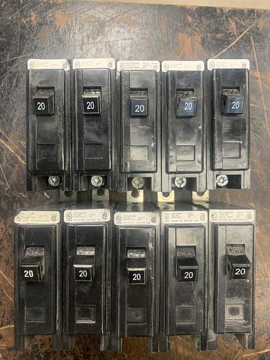 Used 10 Pack Cutler-Hammer Quicklag 20 Amp 1P Circuit Breaker GHA-gs55