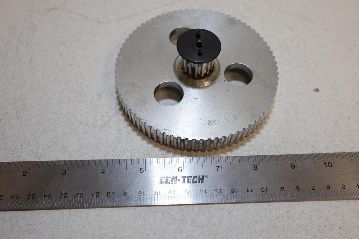 Used Industrial Aluminum Timing Belt Pulley 5" OD w/ Hub Assembly P/N 1895522