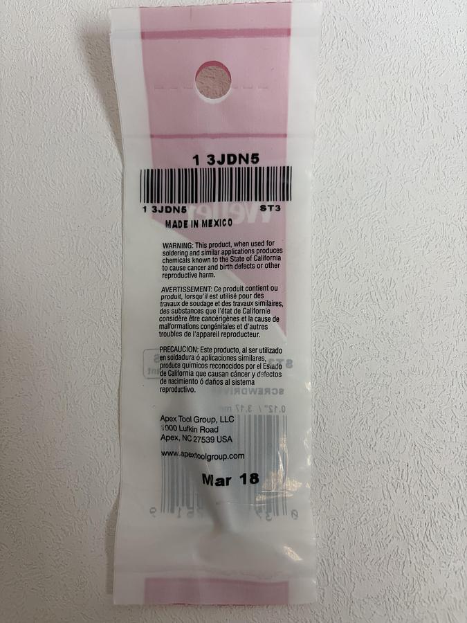 Used Weller TST3 Screwdriver Tip 0.12" / 3.17mm